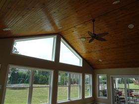 *AFTER* Inside Sunroom ceiling.  Notice trapezoid windows to match deck windows.: 